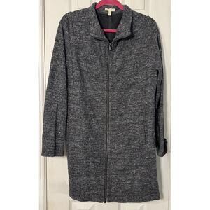 Eileen Fisher Gray Heathered Long Lightweight Zip Up Coat, Large